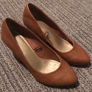 Tan wedge heels